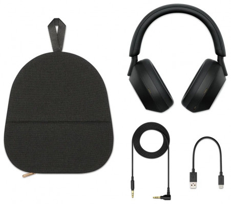 Беспроводные наушники Sony WH-1000XM5, mini jack 3.5 mm, Черный